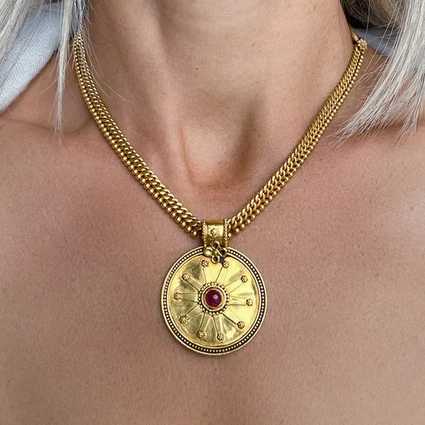 Estate Ruby Medallion Necklace