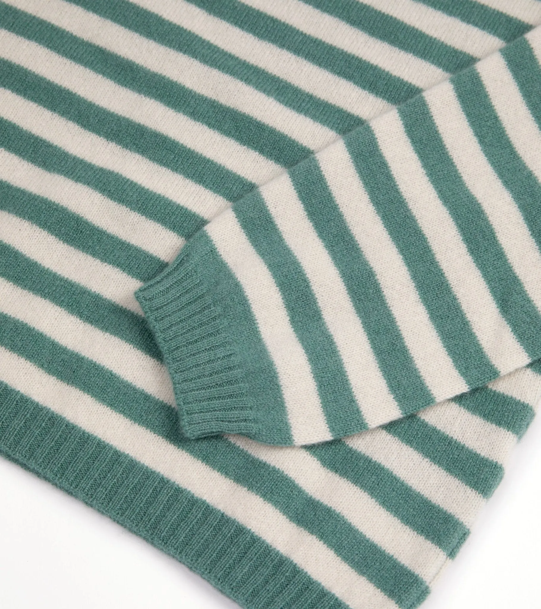 Fedeli Light Striped Cashmere Sweater: Green