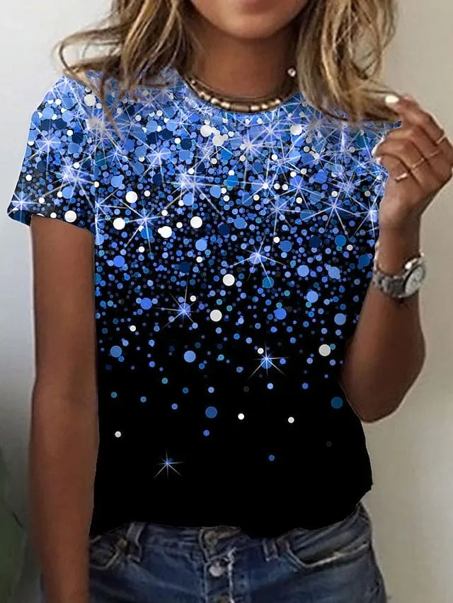 Galaxy Print Women's T-Shirt with Abstract Painting Design