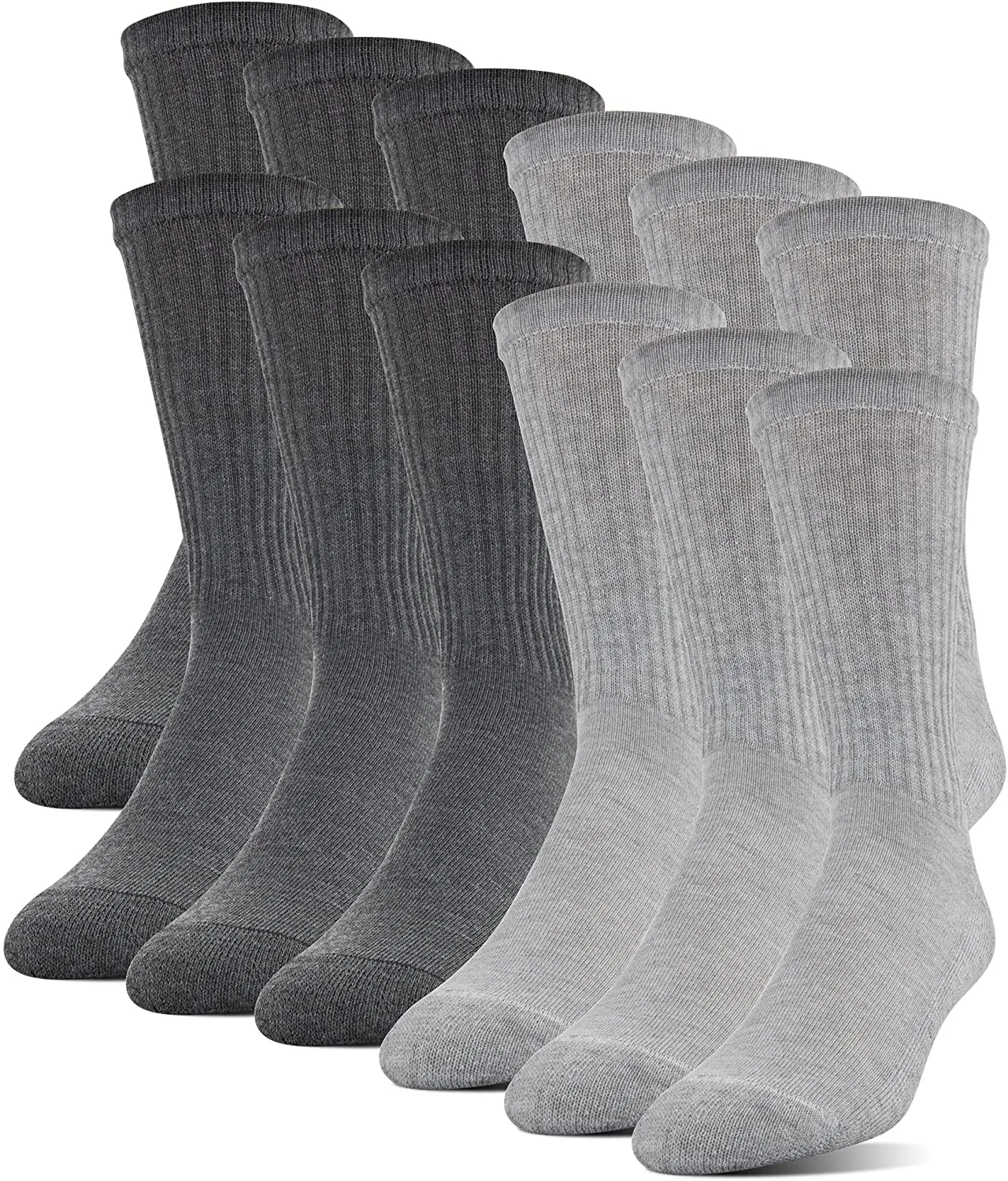 Gildan Men'S Polyester Half Cushion Crew Socks, 12-Pack