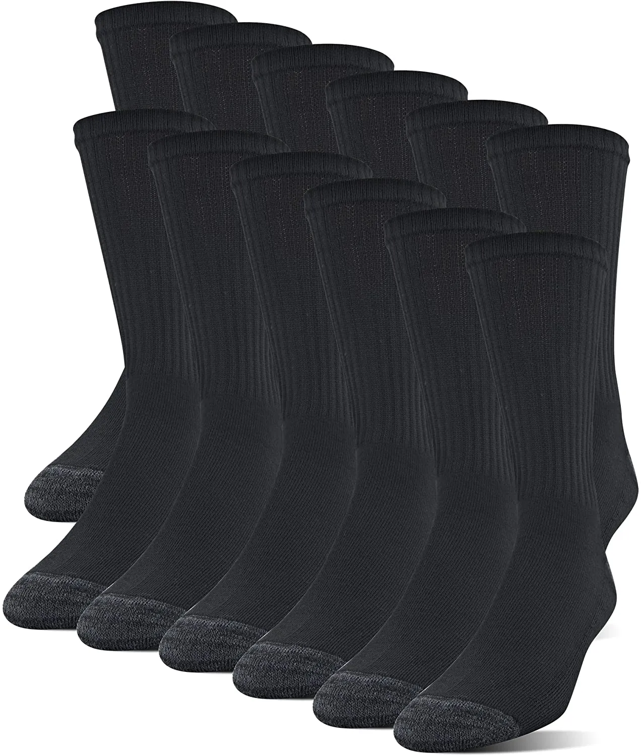 Gildan Men'S Polyester Half Cushion Crew Socks, 12-Pack