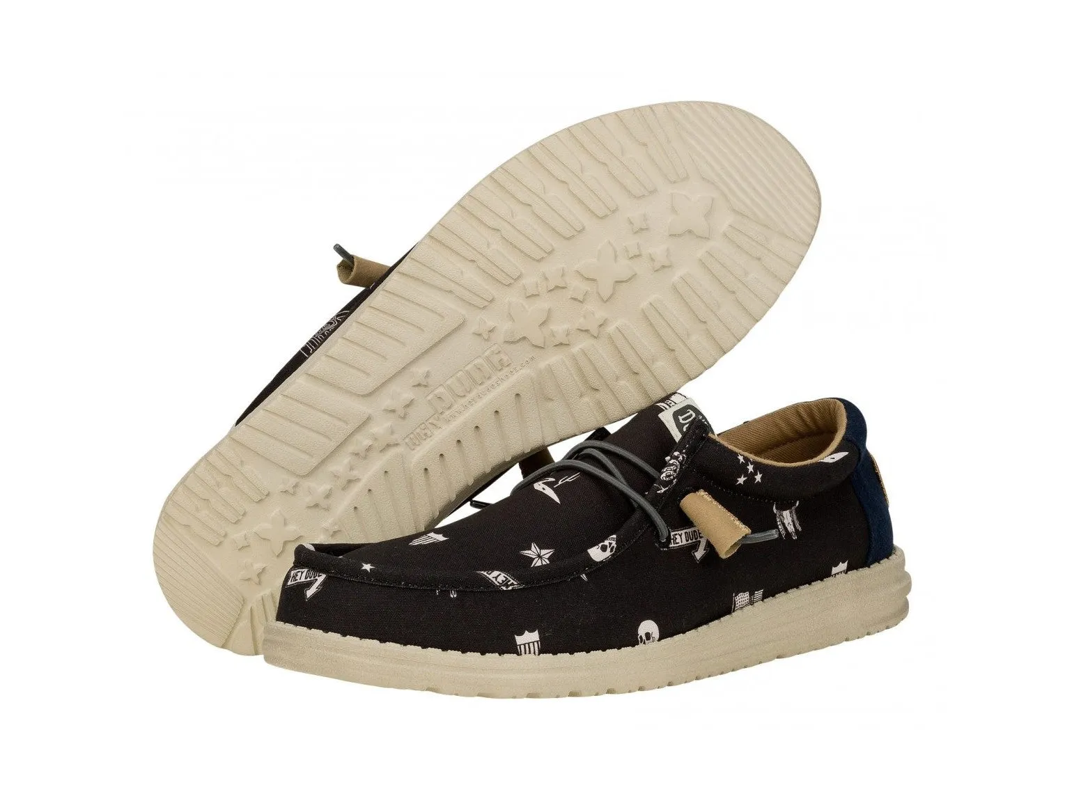 Hey Dude Wally Stars Skulls Print Scarpe Uomo Estive Tessuto