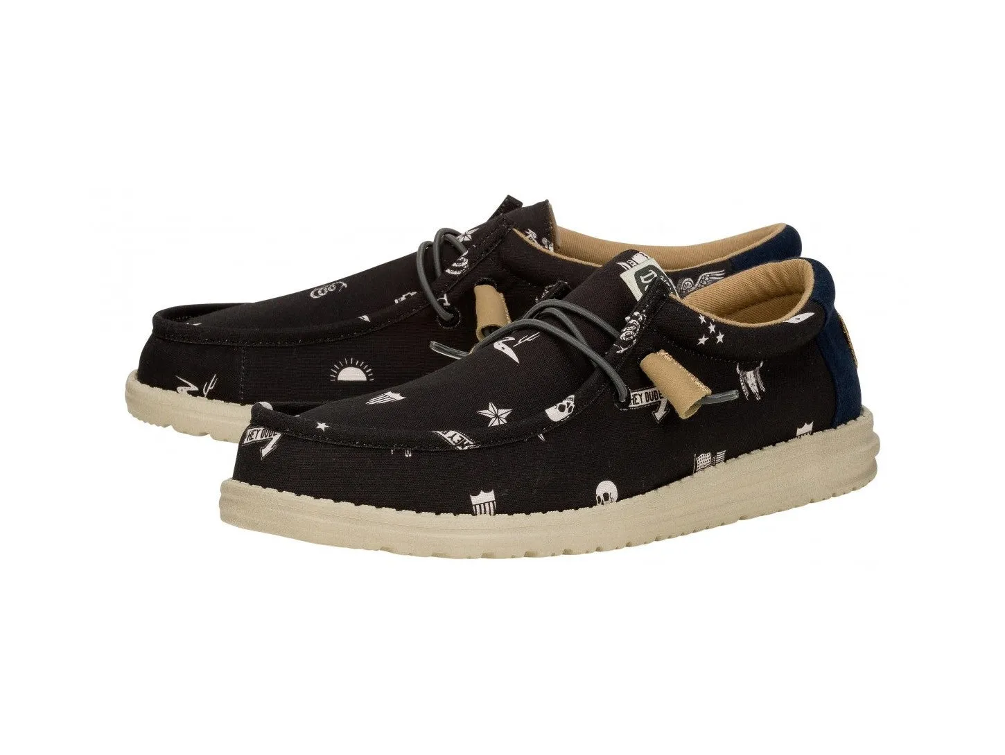 Hey Dude Wally Stars Skulls Print Scarpe Uomo Estive Tessuto