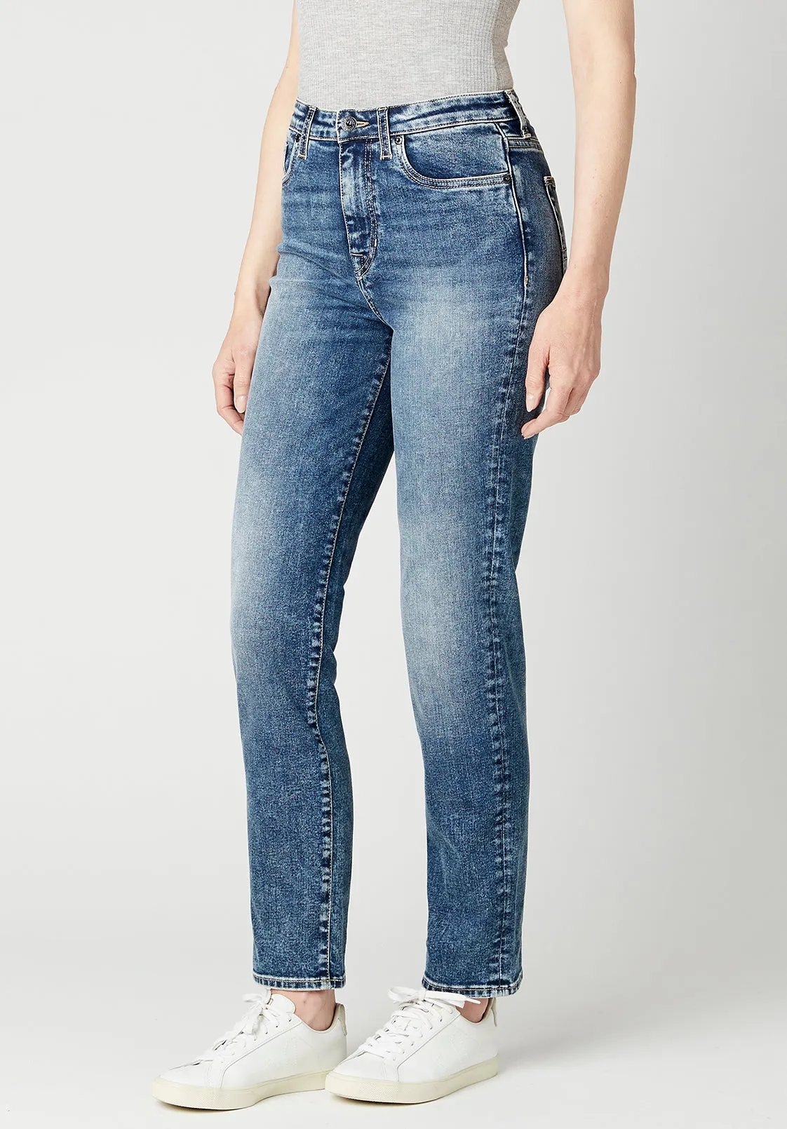 High Rise Straight Jayden Women's Jeans in Stonewashed - BL15836