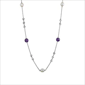 Icona Amethyst & Pearl 32 Necklace in Sterling Silver