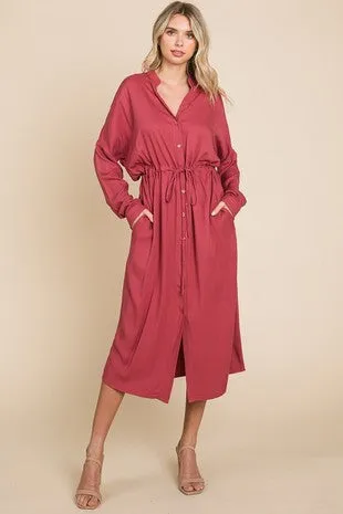 Jamie Button & Tie Dress-Raspberry Or Stripes