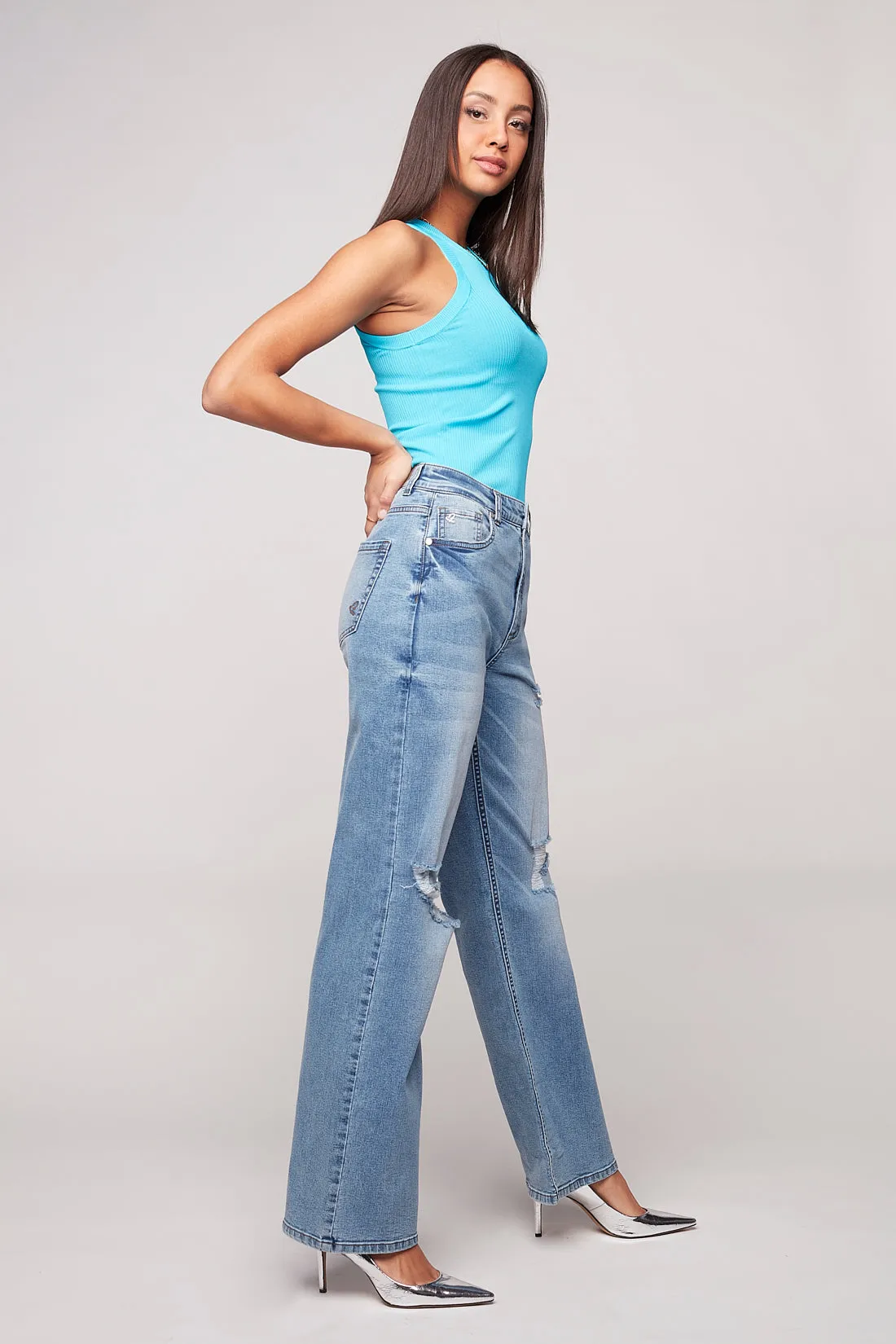 JANIS - Wide Leg Jean - Medium Blue