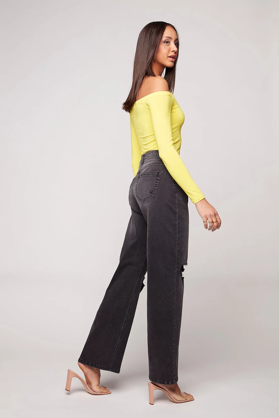 JANIS - Wide Leg Pants - Vintage Black