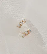 Katri's Jewellery 14kt Yellow Gold Plated Triple Opal Stud Earrings