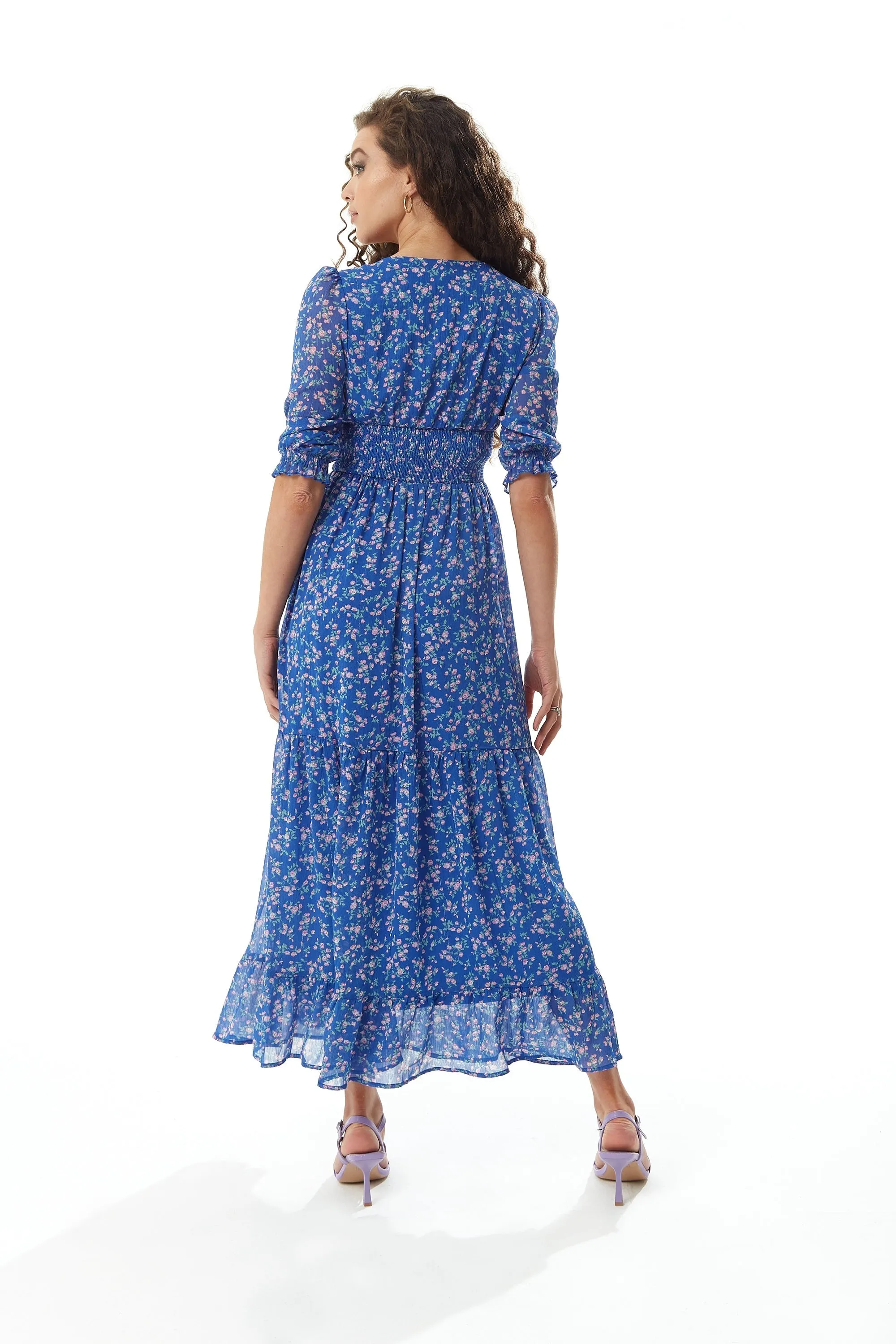 Liquorish Floral Maxi Chiffon Dress