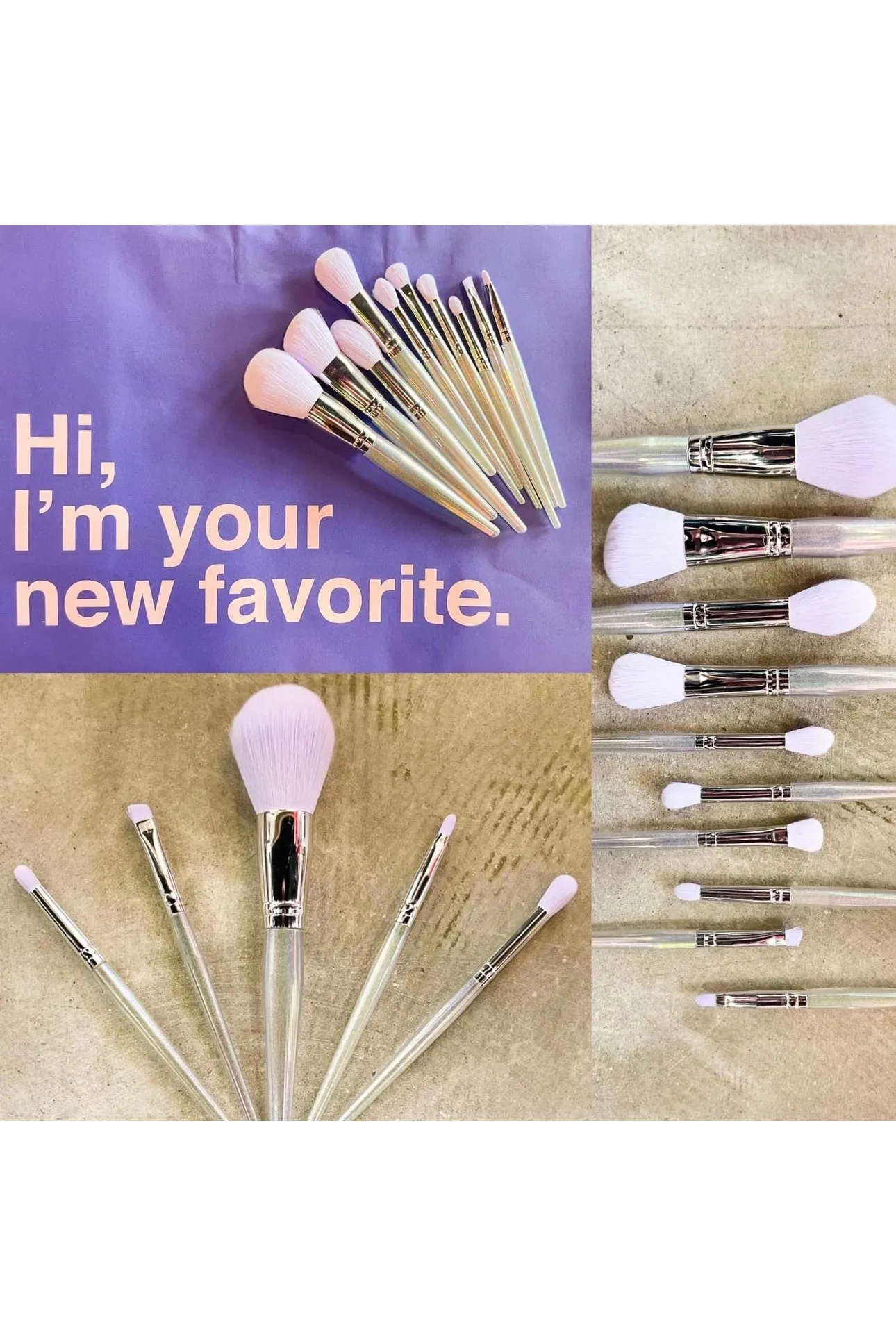 Makeup Brush & Bag Set : Purple Iridescent