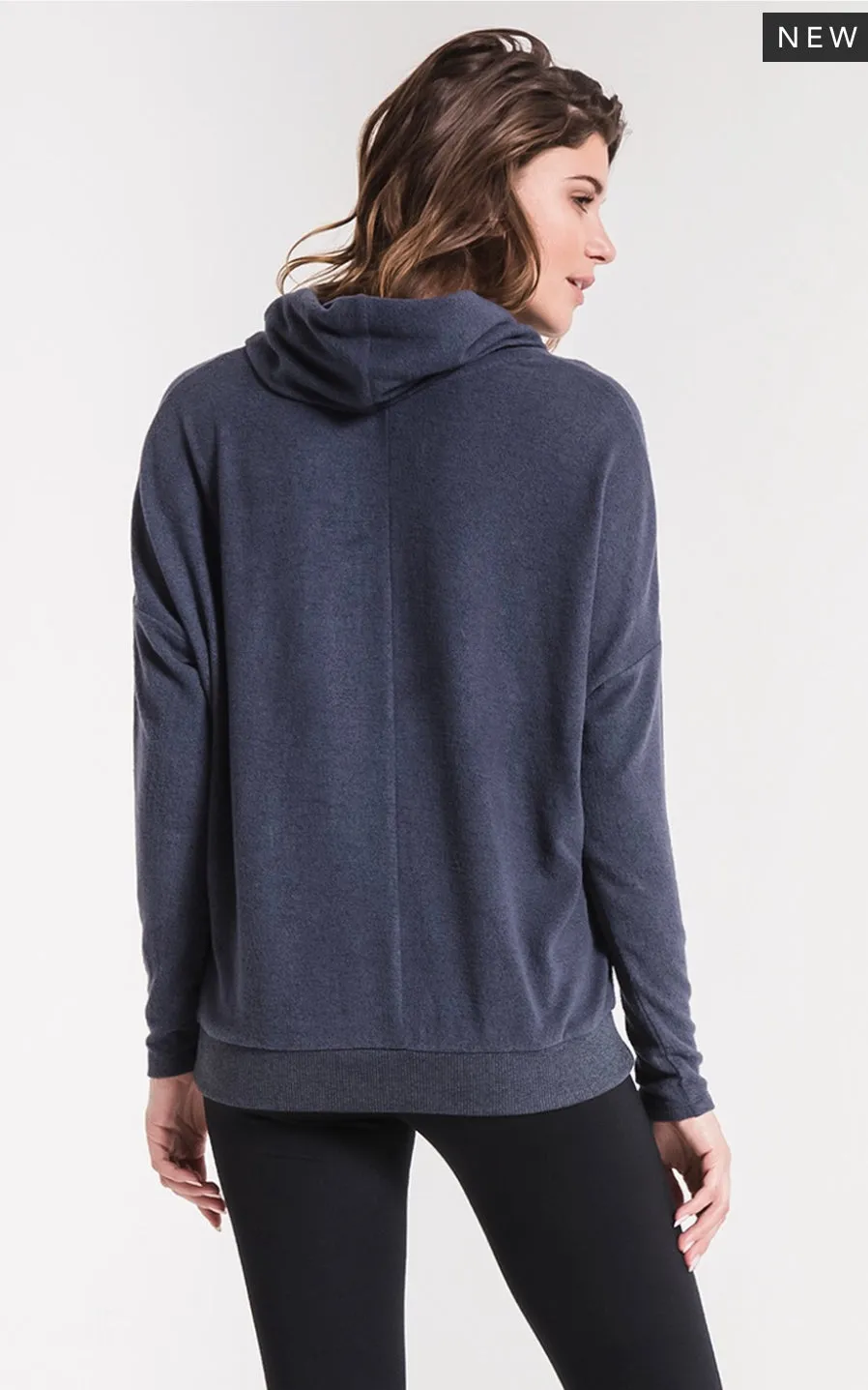 Marled Cowl Neck Sweater in Indigo Denim