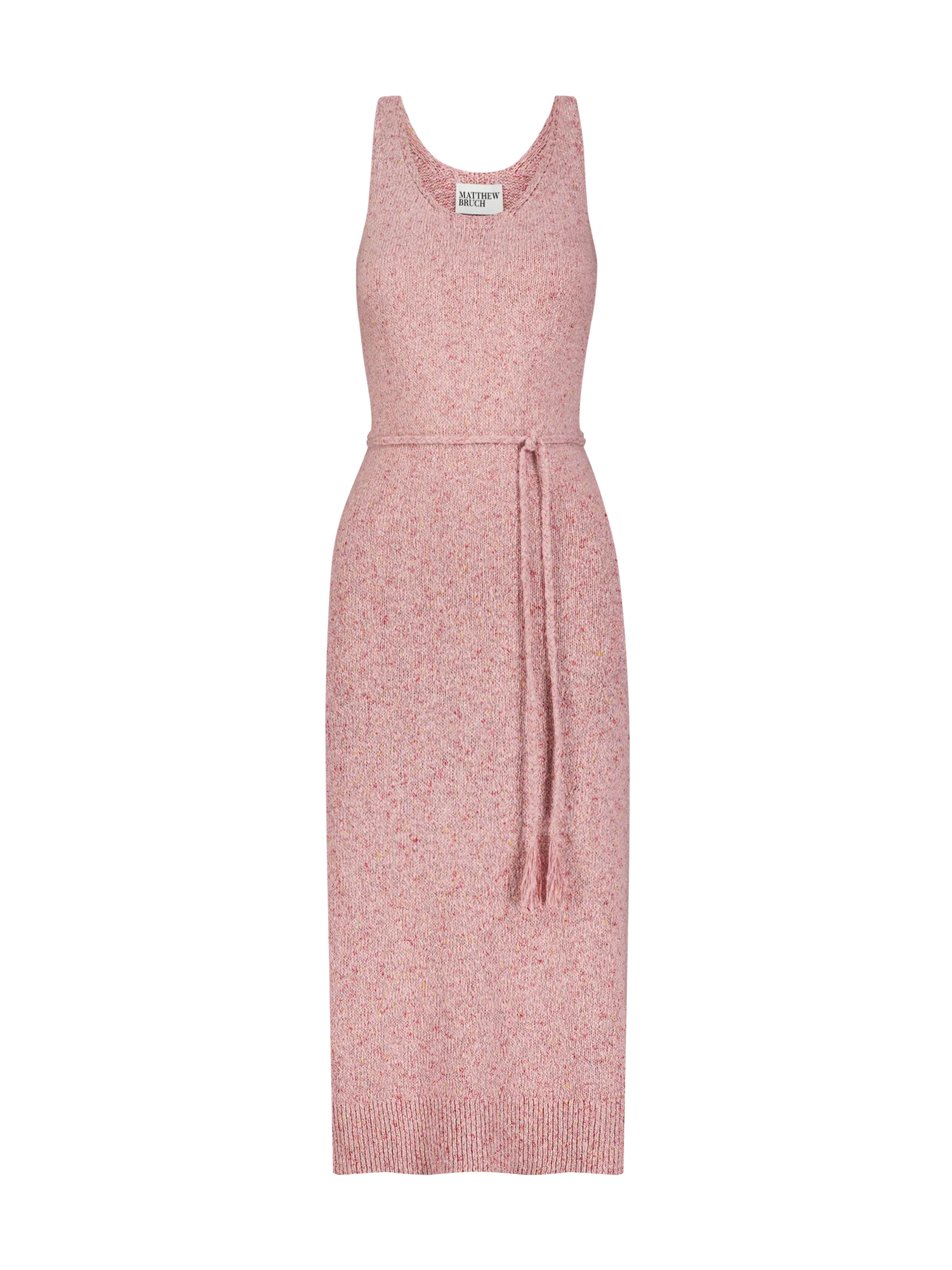 Matthew Bruch Pink Melange Scoop Neck Tank Midi Dress