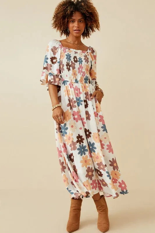 Melanie Mixed Floral Dress in White