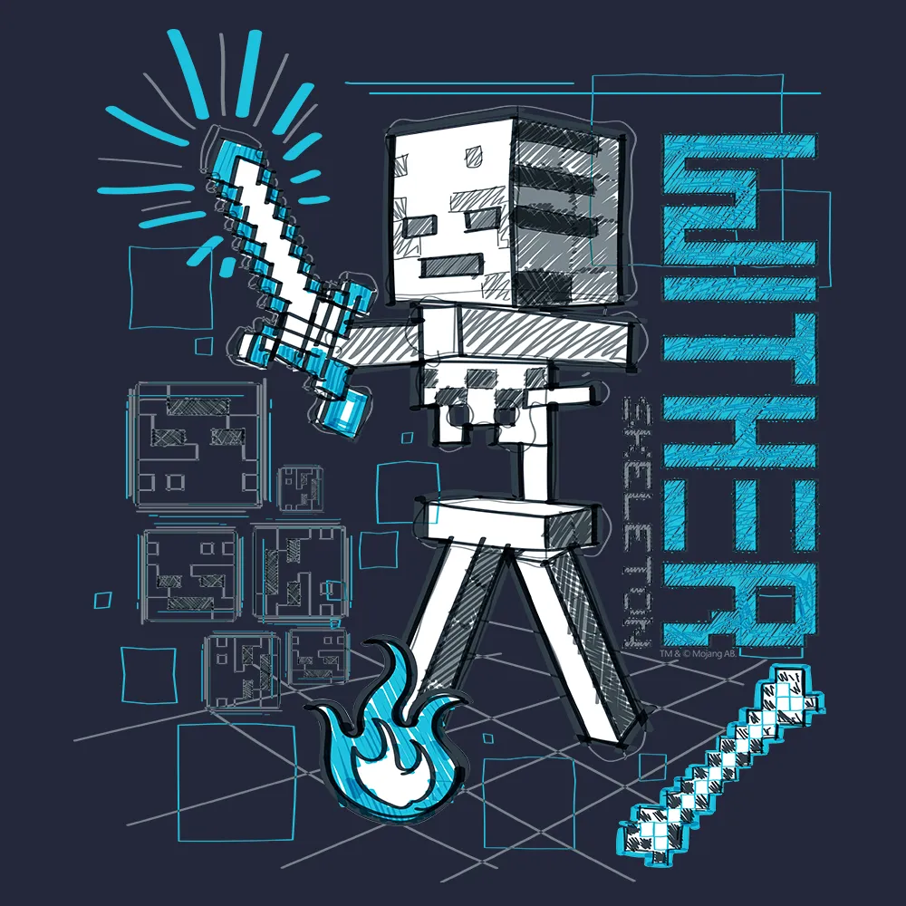 Minecraft Acid Sketch Wither Skeleton Fleece Crewneck Sweatshirt