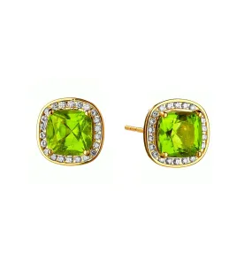 Mogul Peridot Cushion Studs