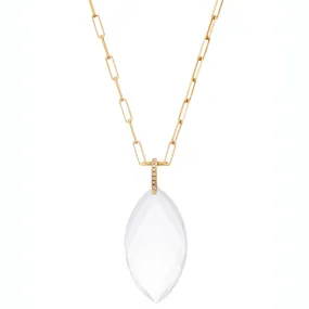 Natalia Necklace Yellow Gold Clear Quartz Navette