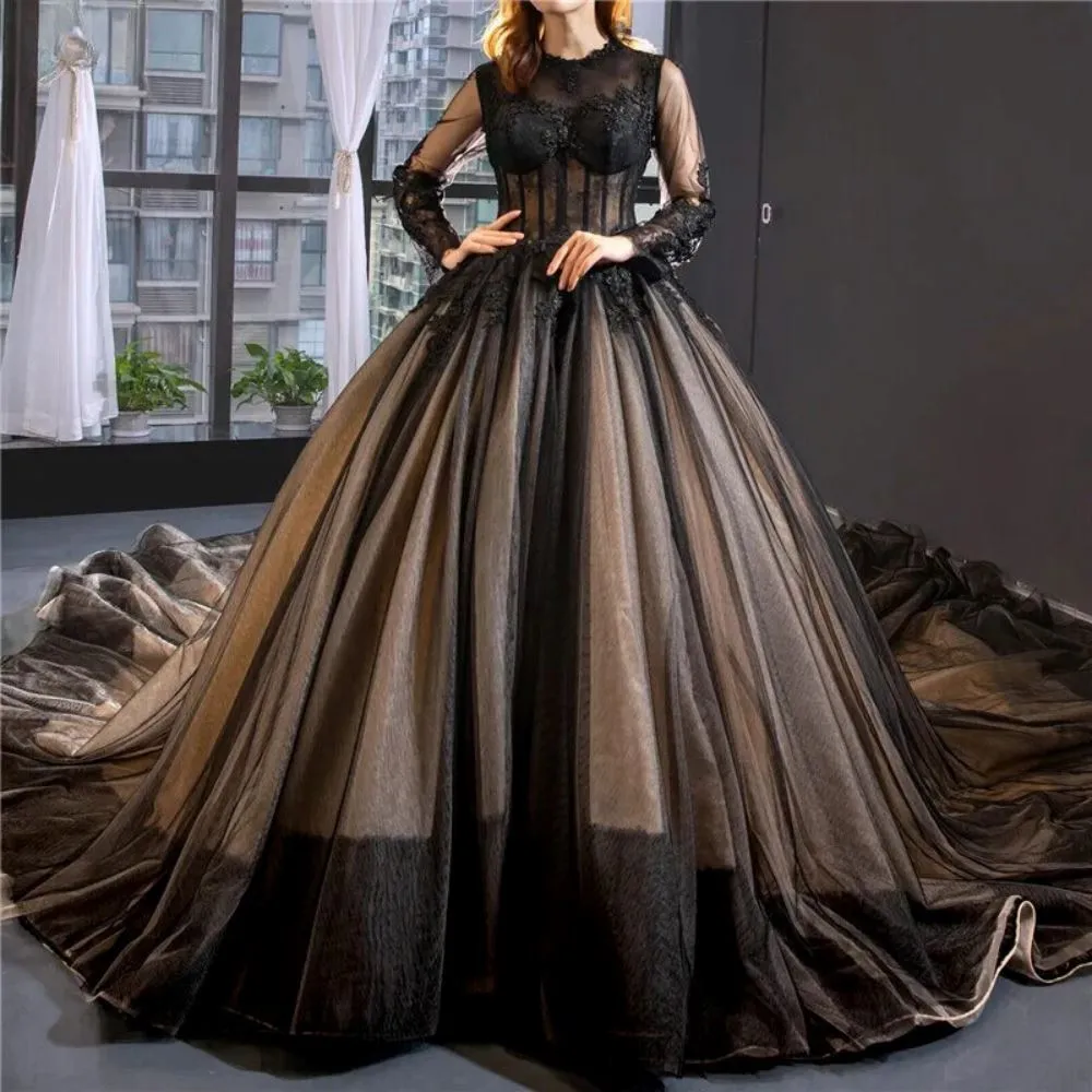 Noir Floral Elegance Gown