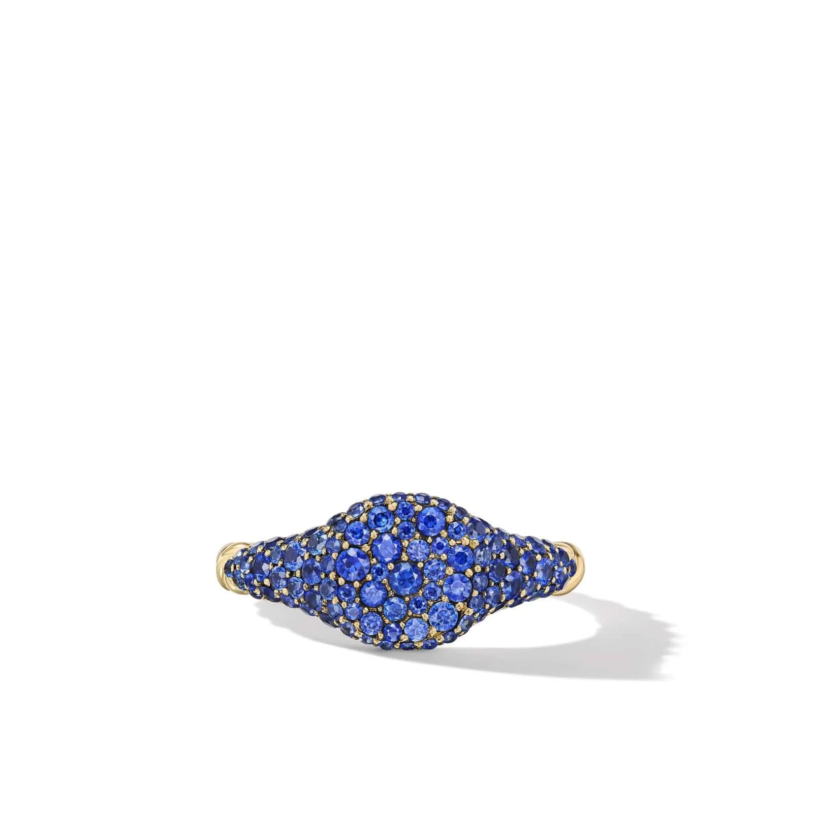 Petite Pavé Pinky Ring in 18K Yellow Gold with Sapphires, 7mm