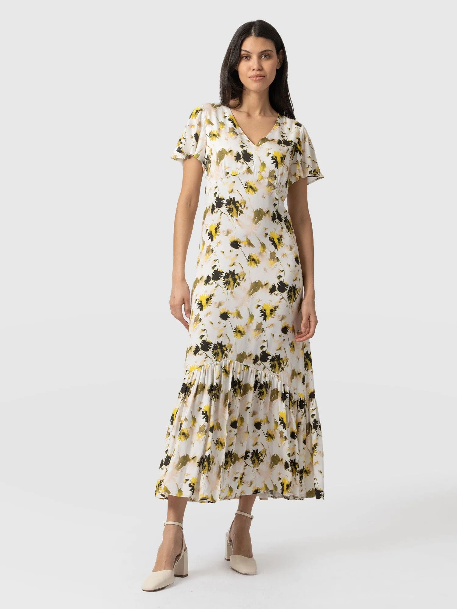 Primrose Dress - White Daisy Floral