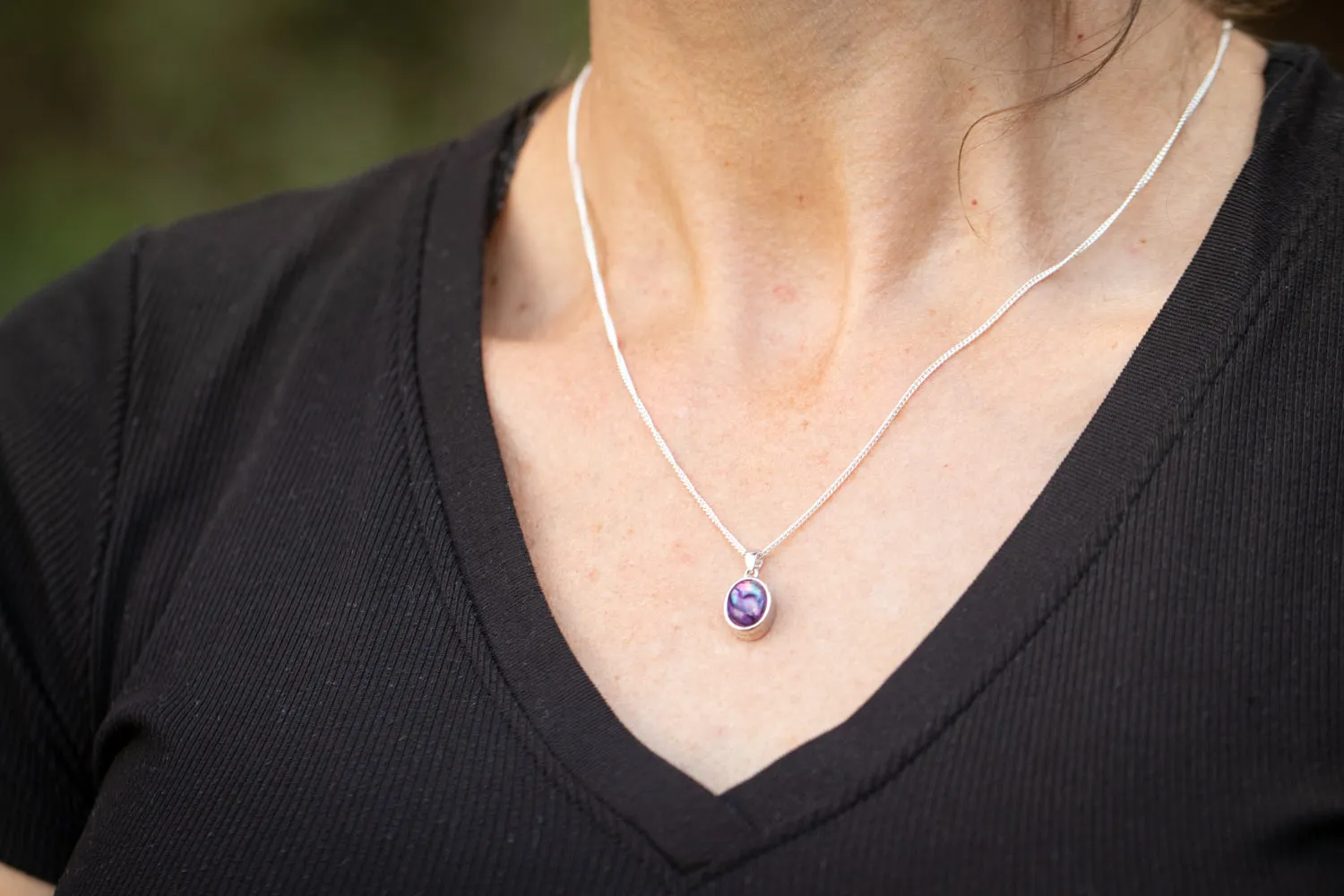 Purple Paua Shell Necklace for Ashes