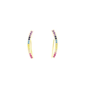 Rainbow CZ Crawler Earring