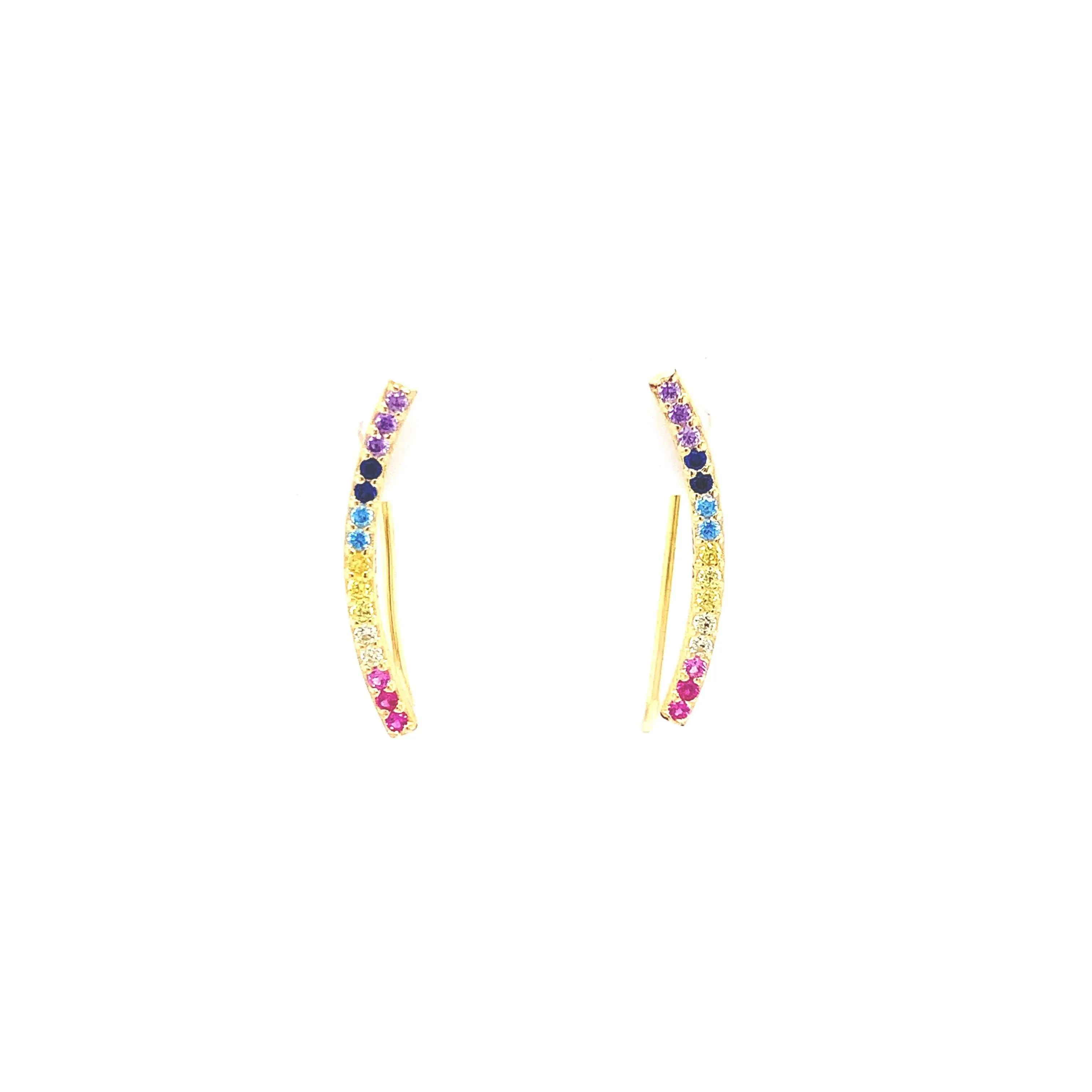 Rainbow CZ Crawler Earring