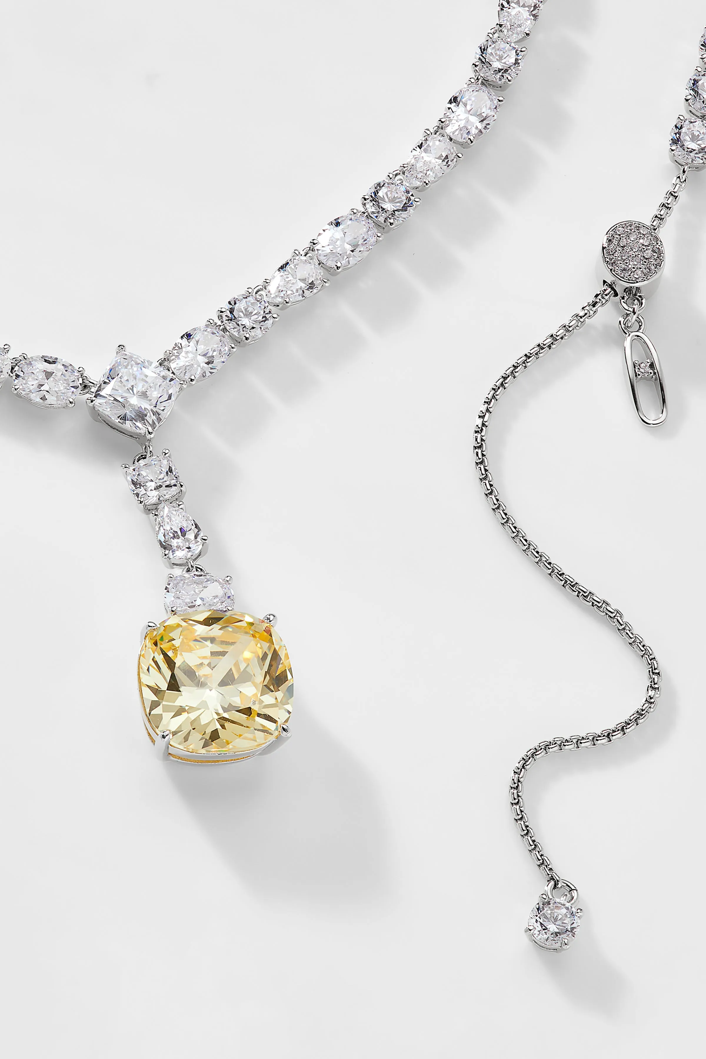 SOLEIL YELLOW CZ DRAMA STATEMENT Y NECKLACE