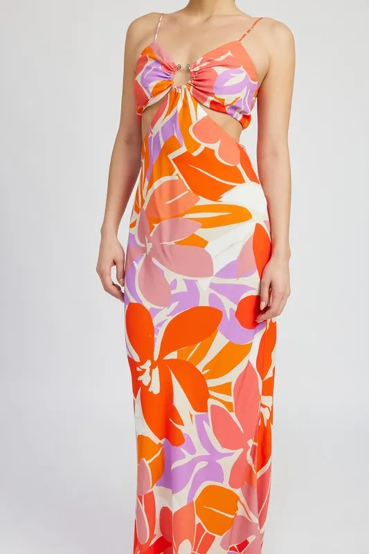 SUNSET YACHT FLORAL CUT OUT MAXI DRESS