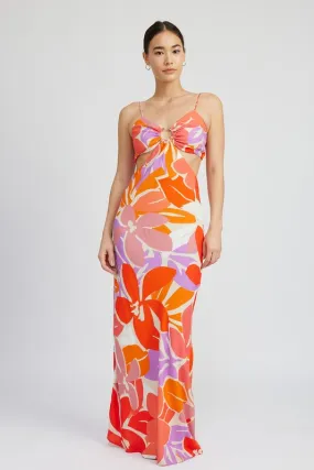 SUNSET YACHT FLORAL CUT OUT MAXI DRESS