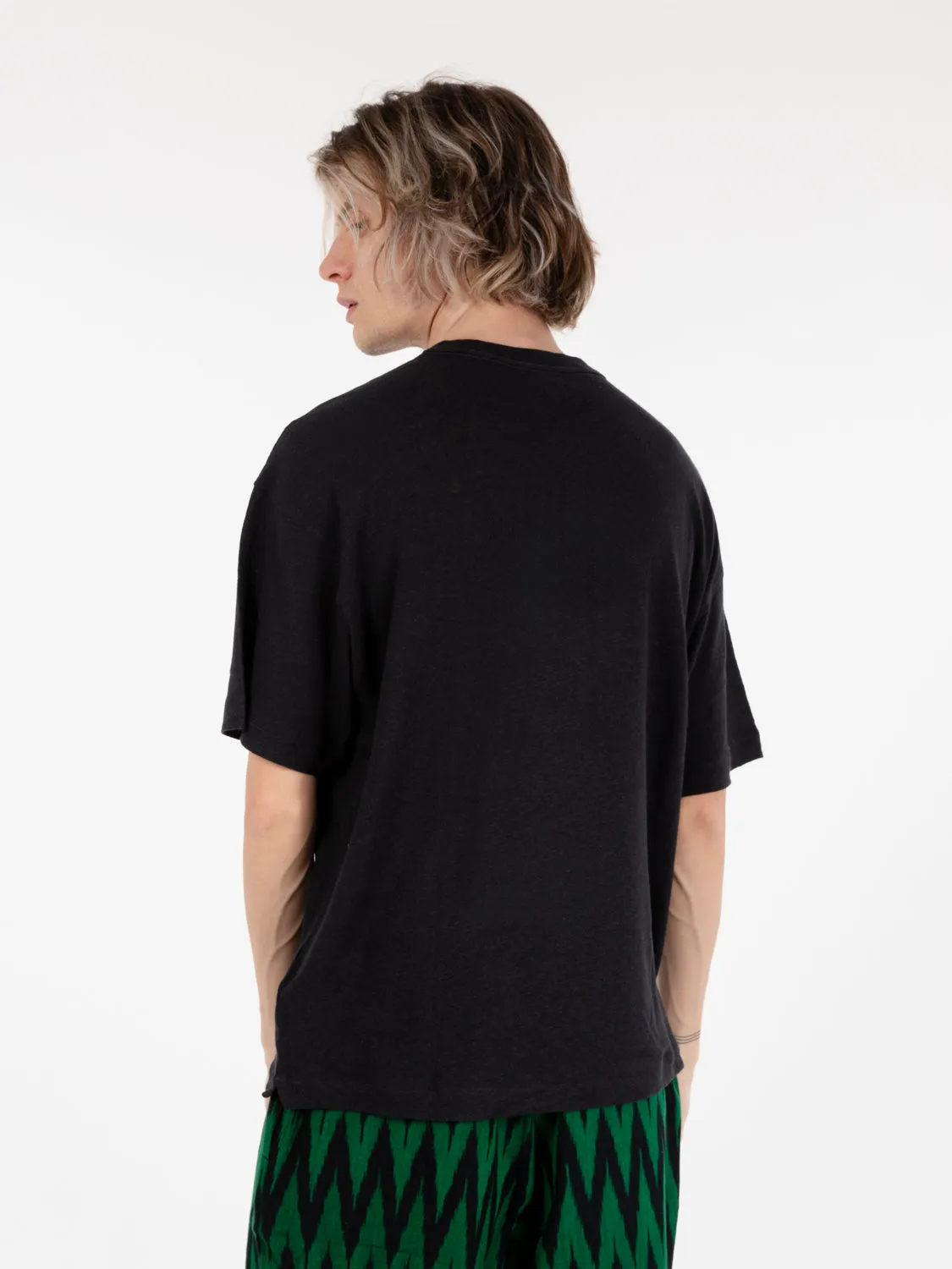 T-shirt lino e cotone nero