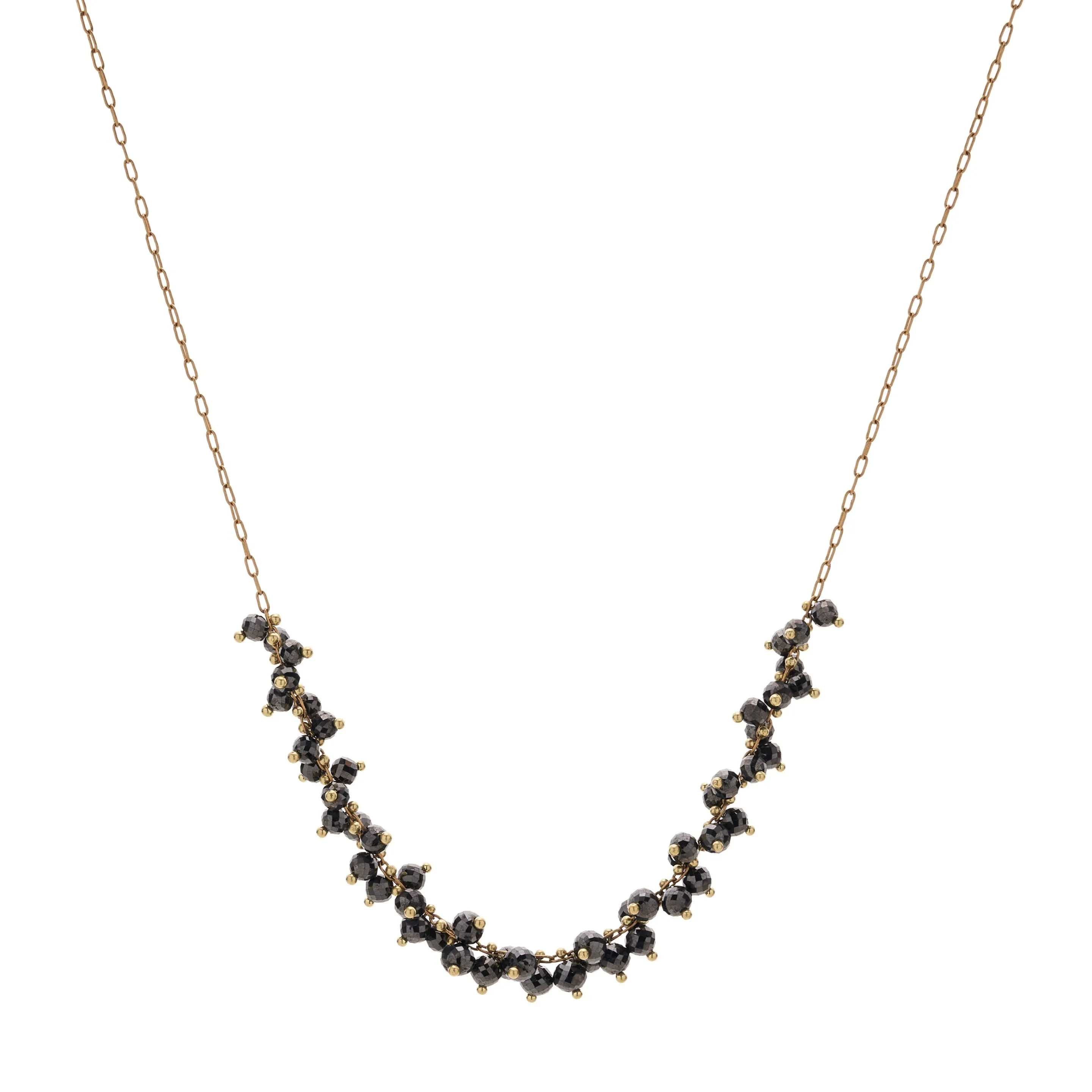 TenThousandThings 18k Black Diamond X-Long Beaded Cluster Necklace - 17