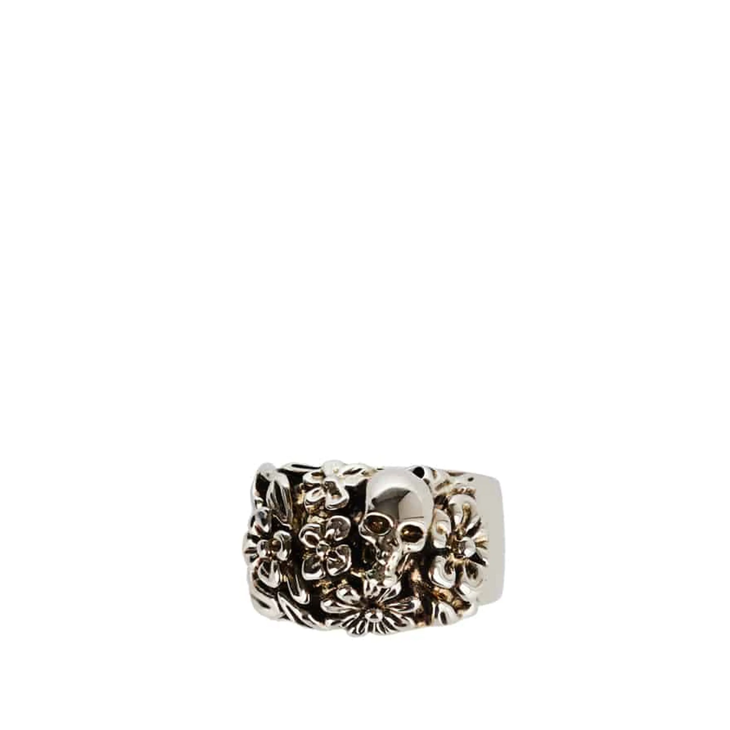 The Floral Skull Ring, Silver