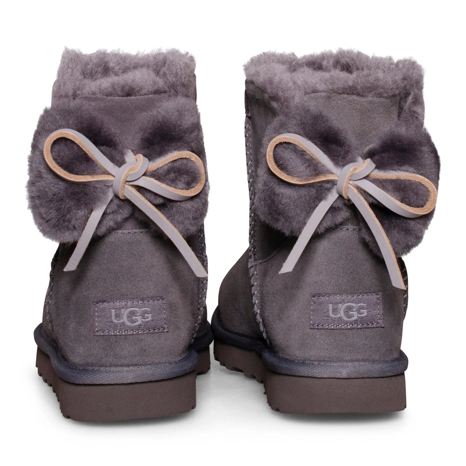 UGG Classic Double Bow Mini Charcoal Boots - Women's