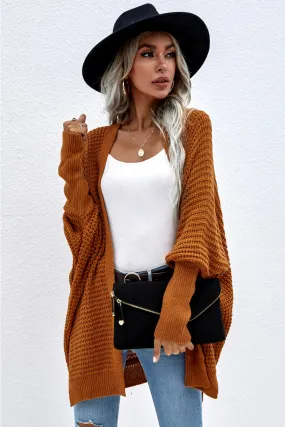 Waffle Knit Open Front Cardigan