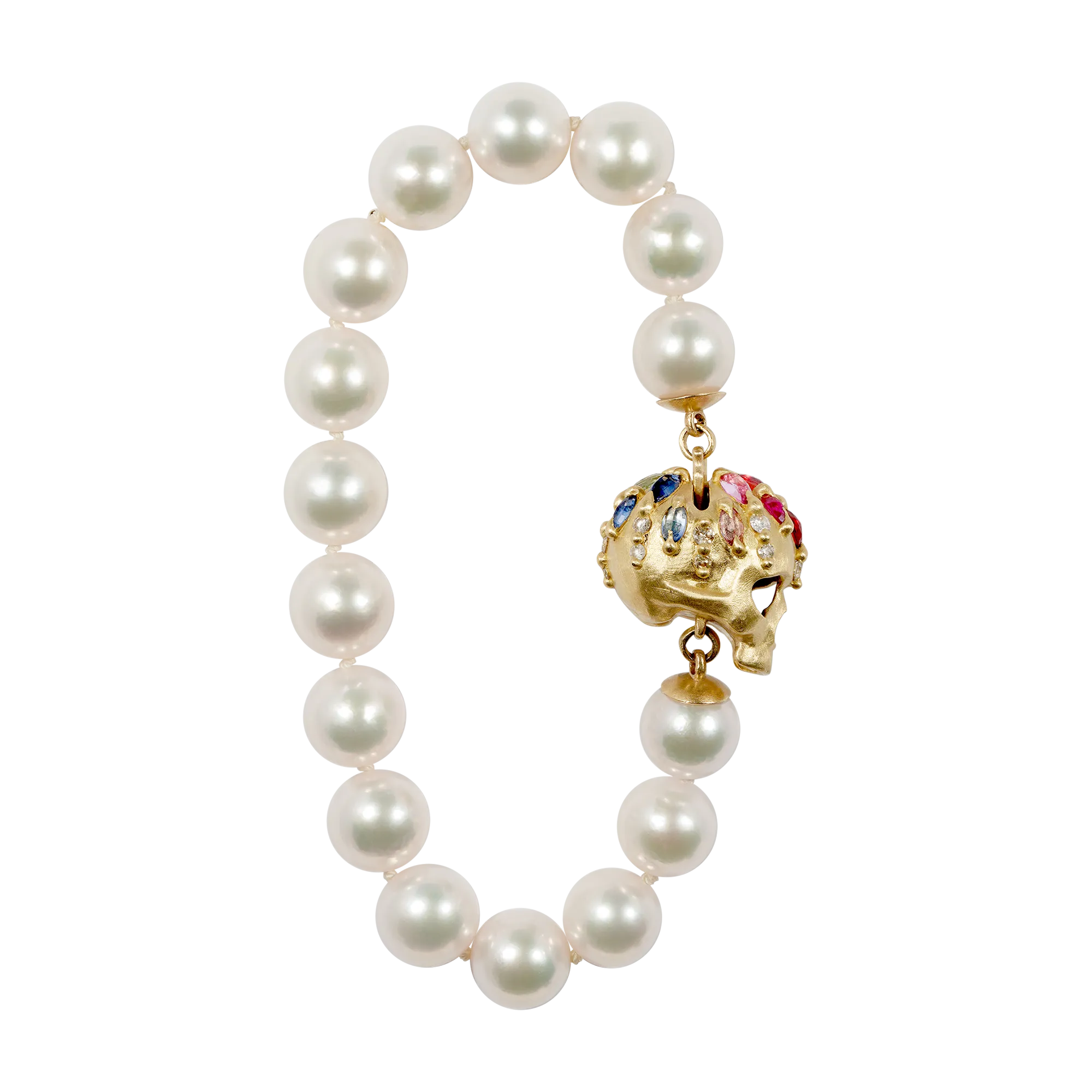 White Pearl Enchanted City Skull Bracelet - 11324