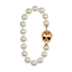 White Pearl Enchanted City Skull Bracelet - 11324