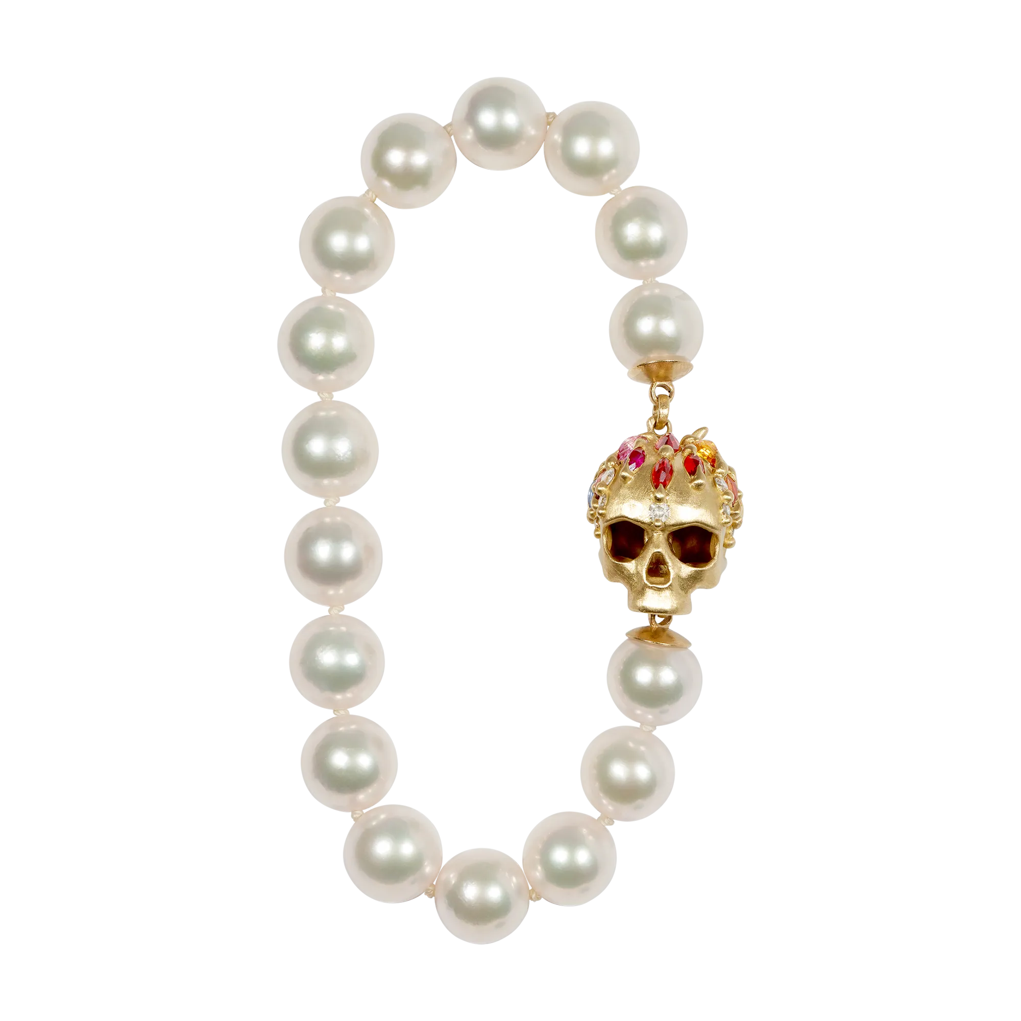 White Pearl Enchanted City Skull Bracelet - 11324