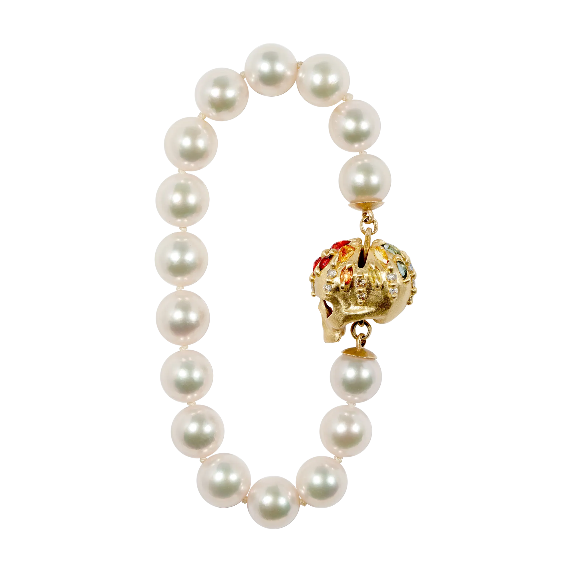 White Pearl Enchanted City Skull Bracelet - 11324