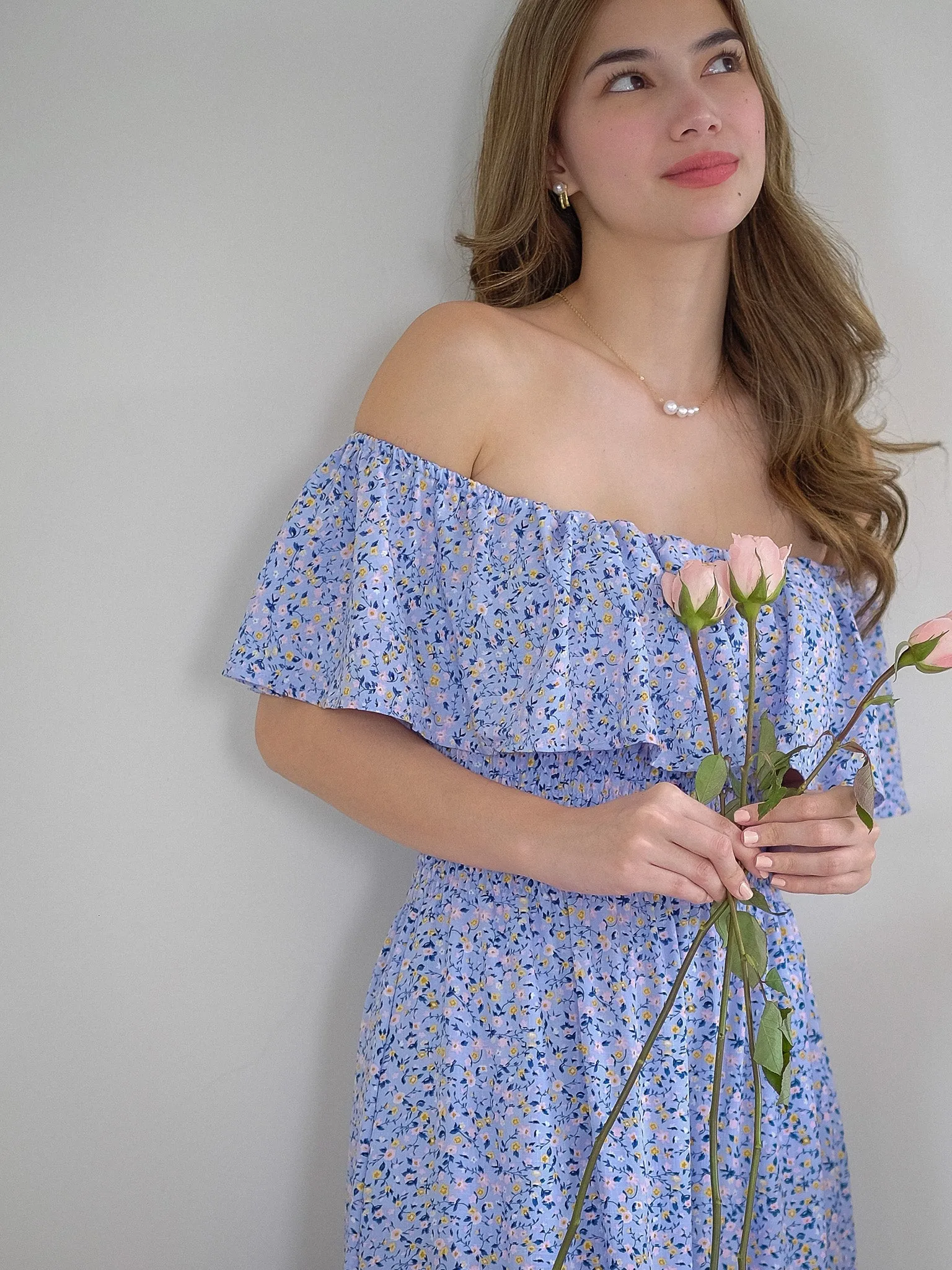 Willow Midi Dress - blue floral