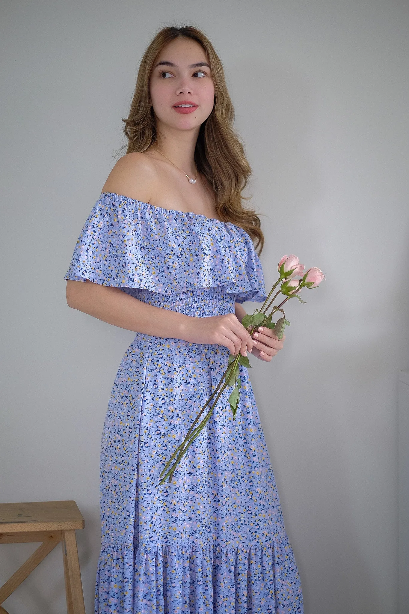 Willow Midi Dress - blue floral