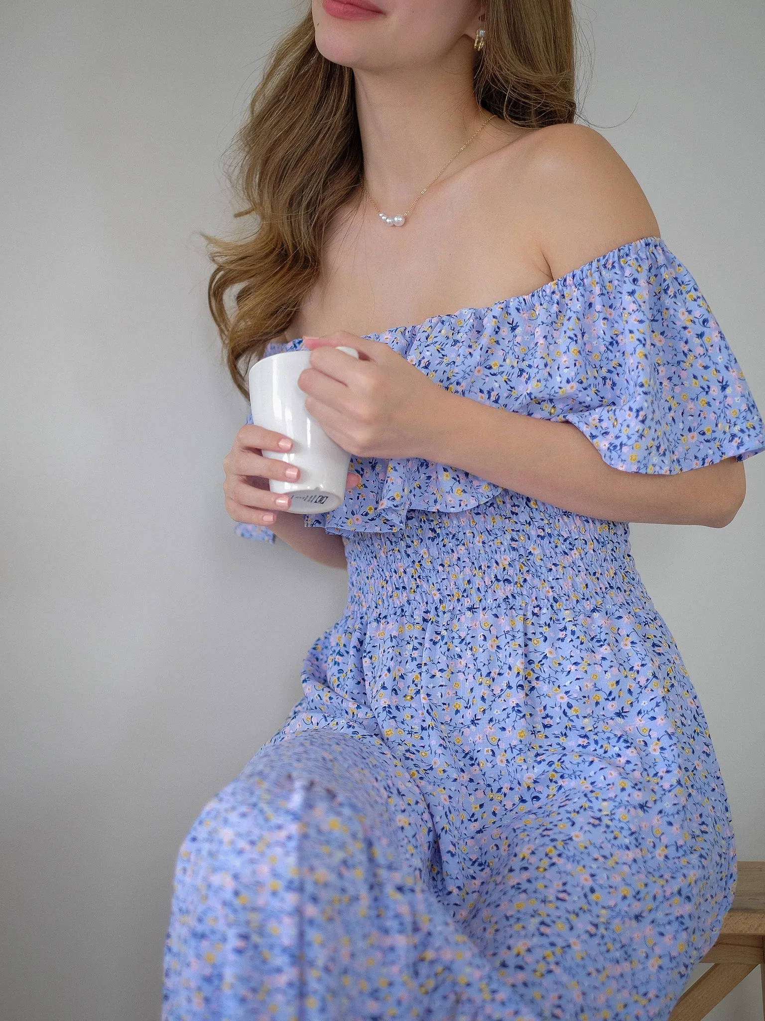 Willow Midi Dress - blue floral