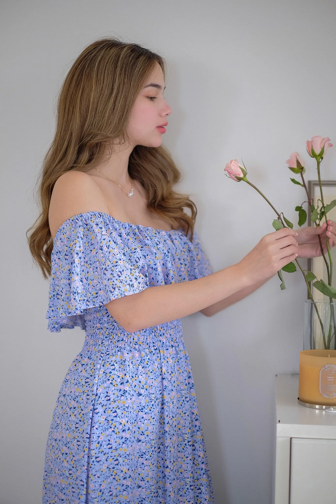 Willow Midi Dress - blue floral