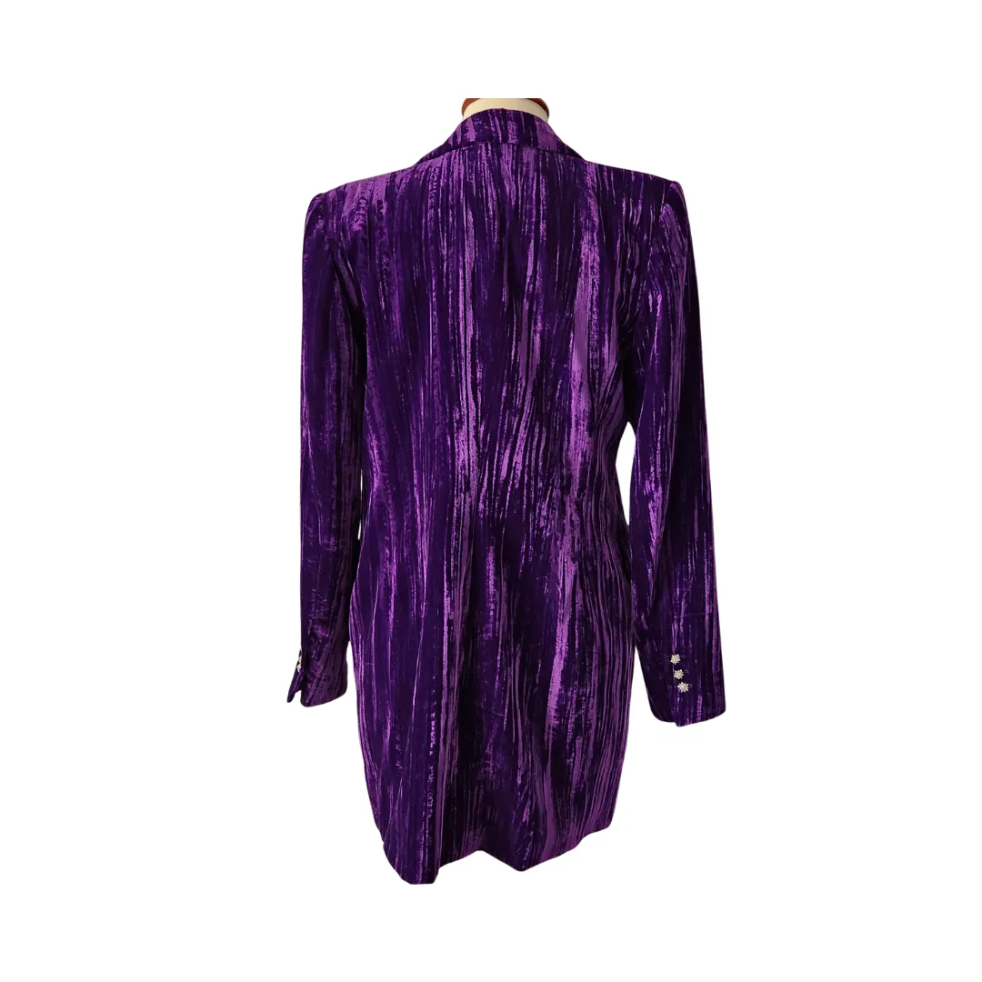 ZARA Purple Velvet Silver Rhinestone Jacket | Gently Used |